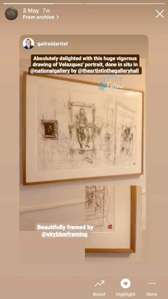 Gail reid instagram story for Versioning Velazquez