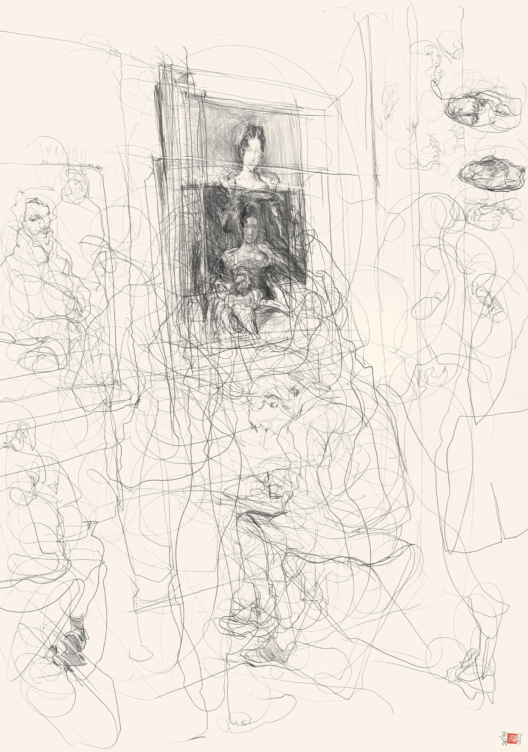 A1 Drawing Portrait - Palimsesting
