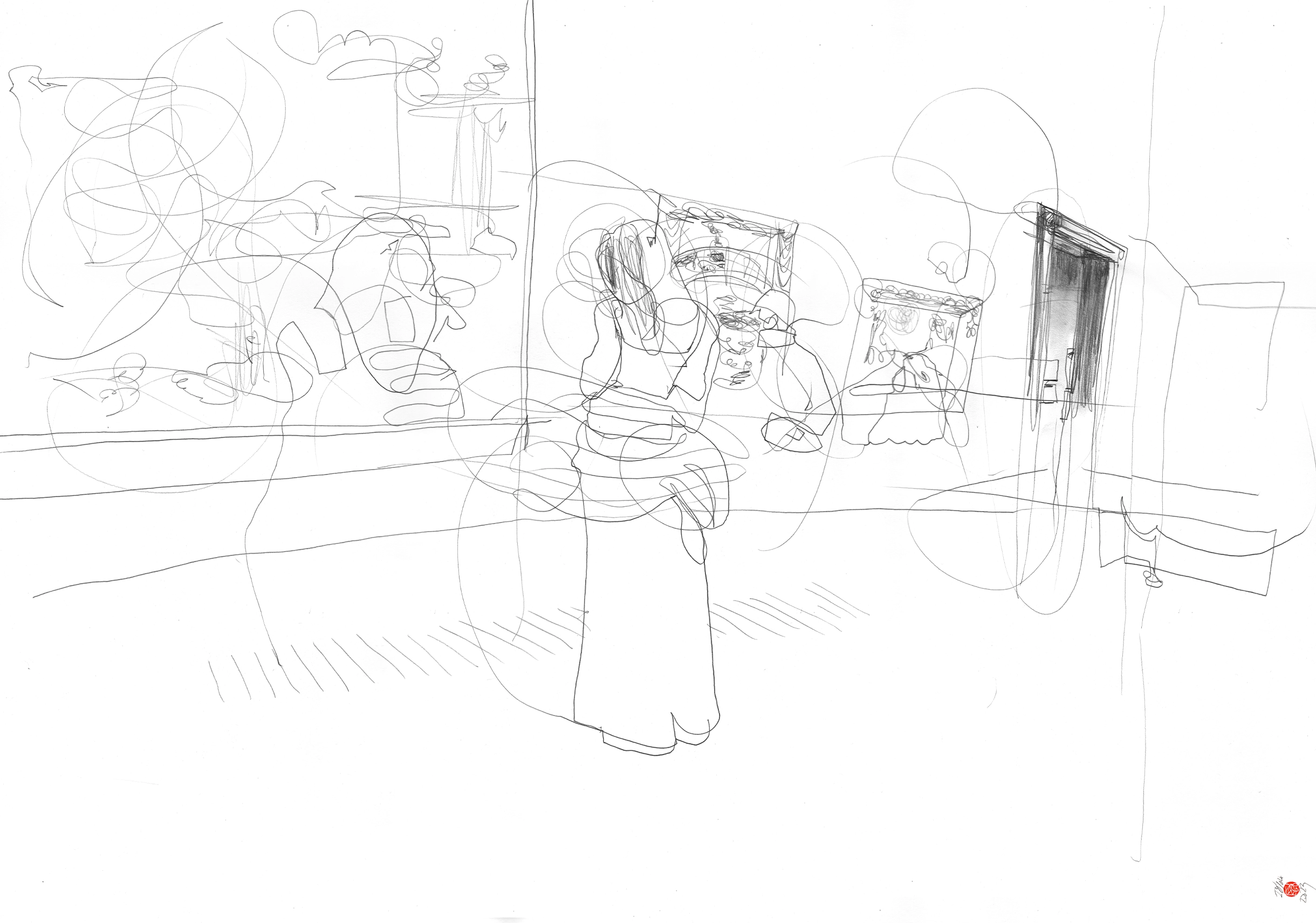 A1 Drawing Landscape - Solo Figure at Monet